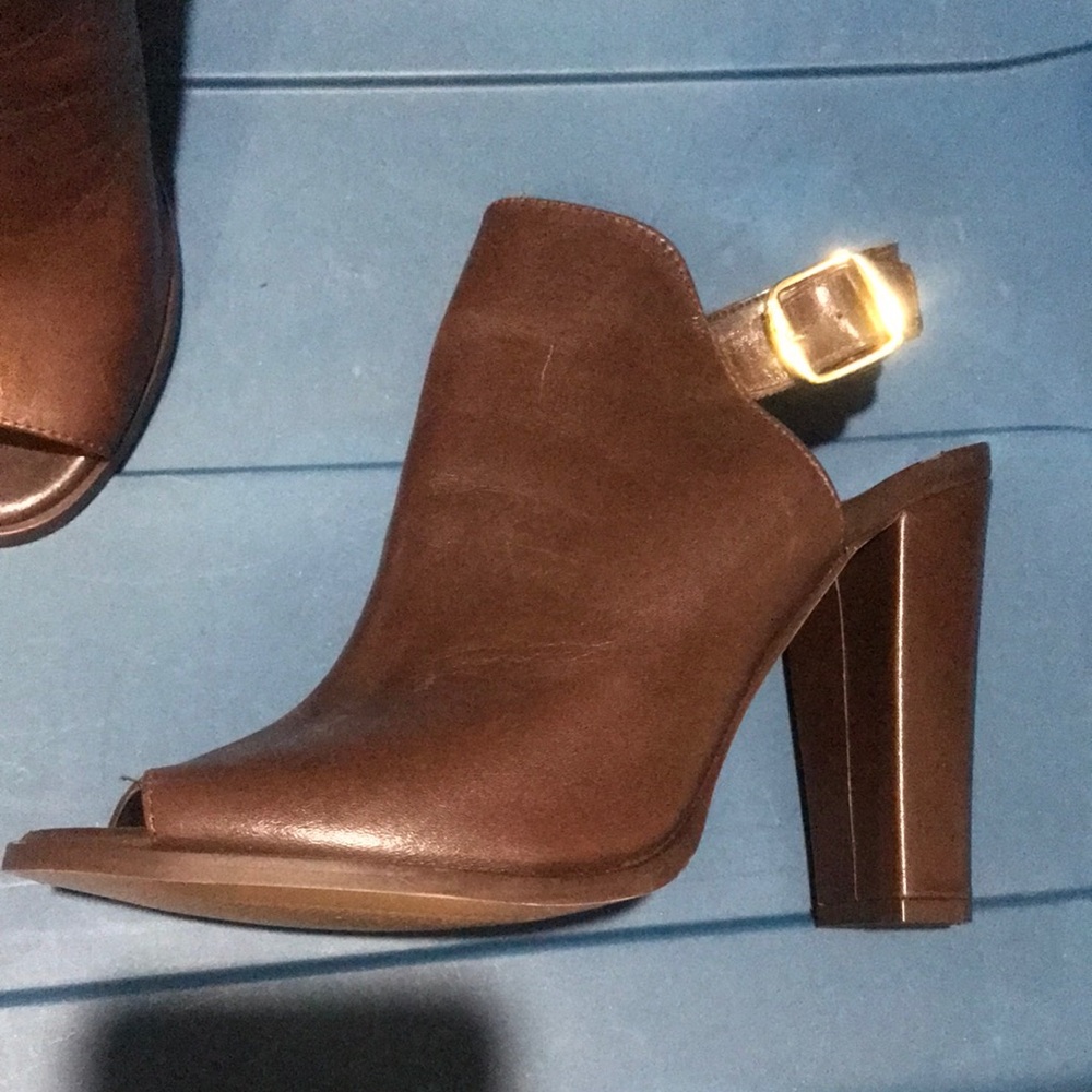 Brown Leather Women's Heeled Sandals